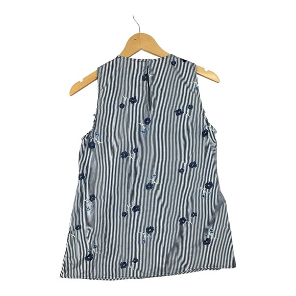 Michael Michael Kors Striped Floral Detail Sleeveless Blouse size‎ XS Blue/White - Picture 4 of 6